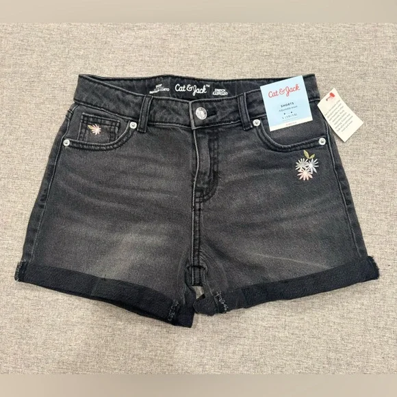 Cat & Jack Black Jean Shorts with Embroidery - Picture 1 of 1